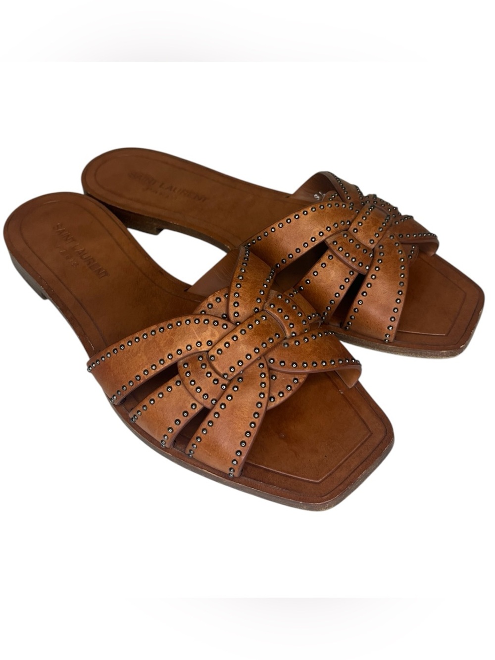 Saint Laurent Studded 'Tribute' Open Toe Slides